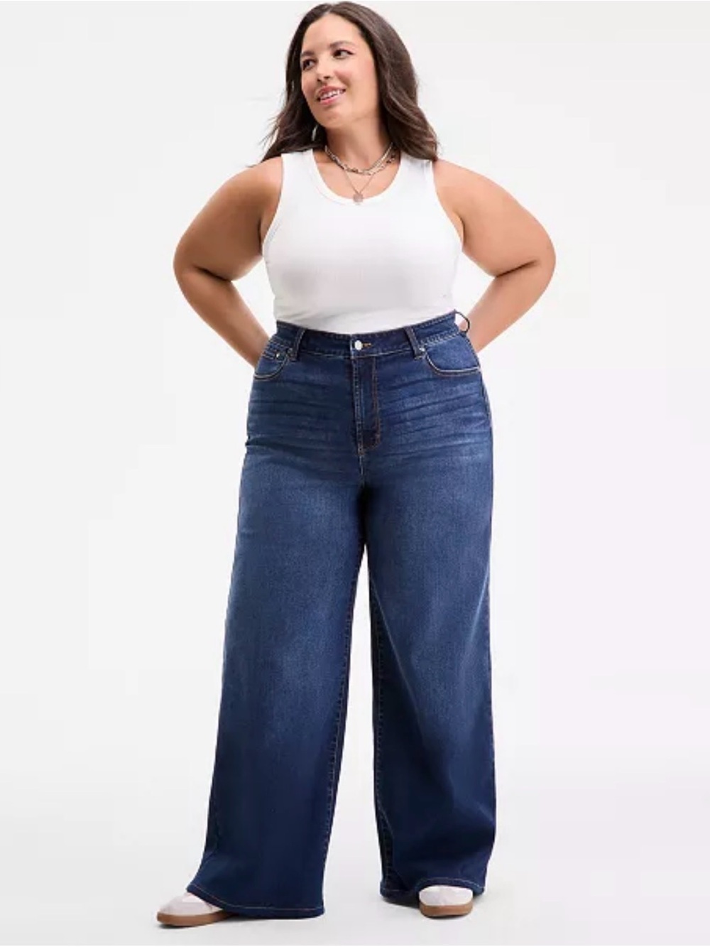 On 34th Plus-Size Wide Leg Jeans in Dark Blue NWT
